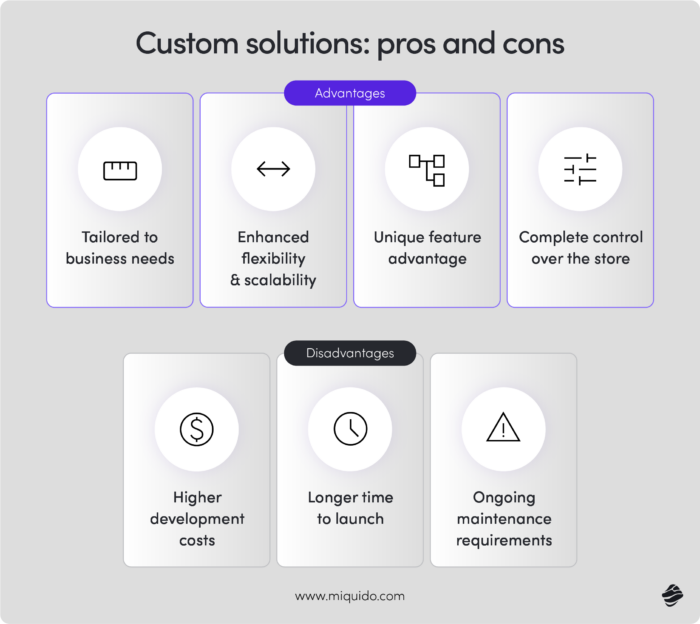 custom vs premade enterprise ecommerce software pros and cons