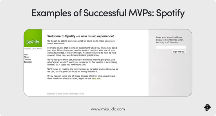 Examples of Successful MVPs- Spotify