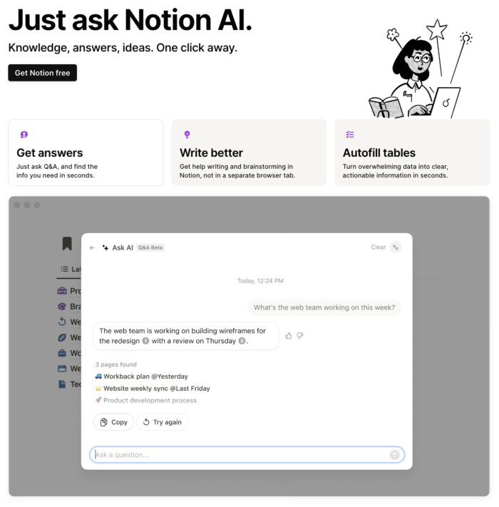 Notion Ai example in use