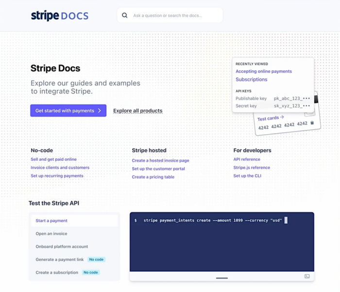 Example GenAI in Stripe Docs