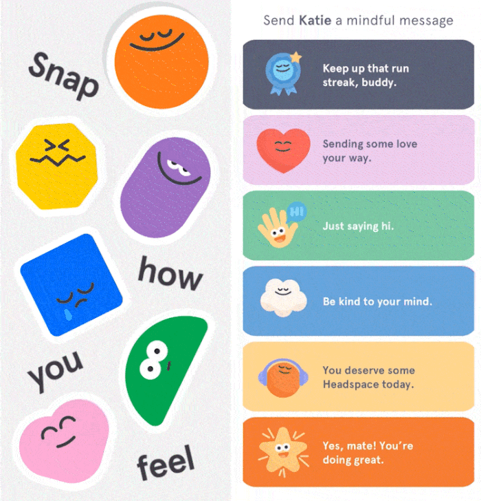 Headspace mobile app example as interactive and anomation app