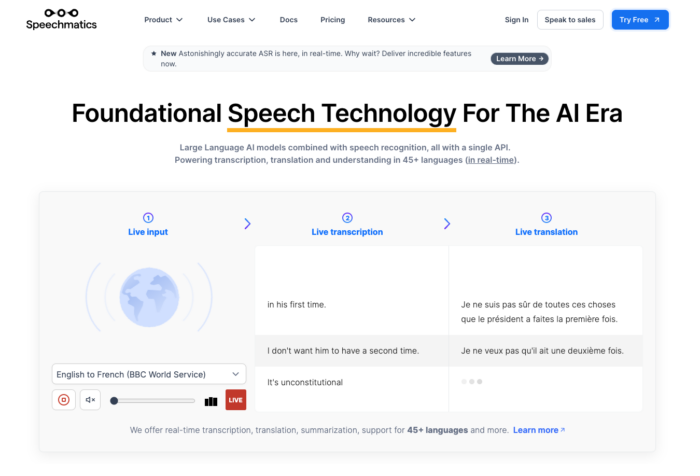 Speechmatics Homepage