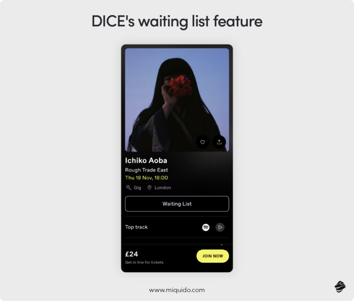 DICE's waiting list feature