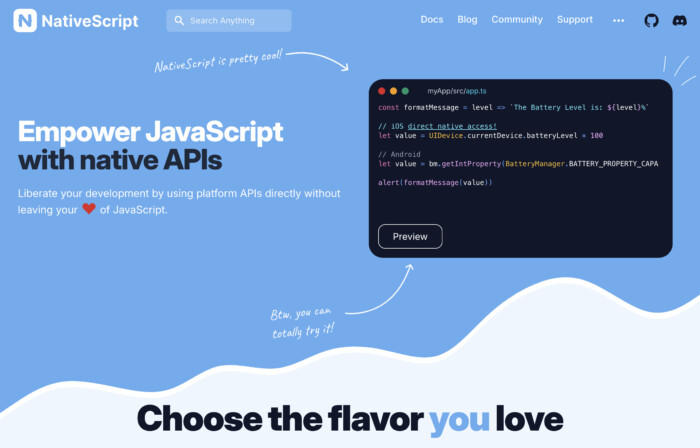 React Native alternatives: NativeScript