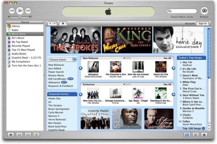 ITunes example Music streaming