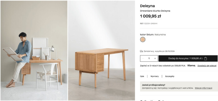 eCommerce furniture product example