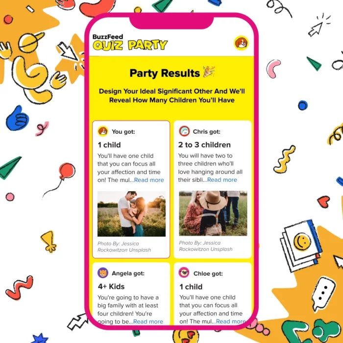 Interactive storytelling Examples Buzzfeed Quiz Party