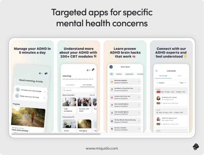 Targeted apps for specific mental health concerns example 