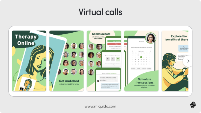 Mental and wellbeing apps example of virtual calls