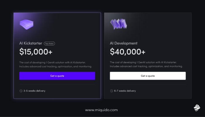 the table comparing AI kickstarter and traditional development costs.