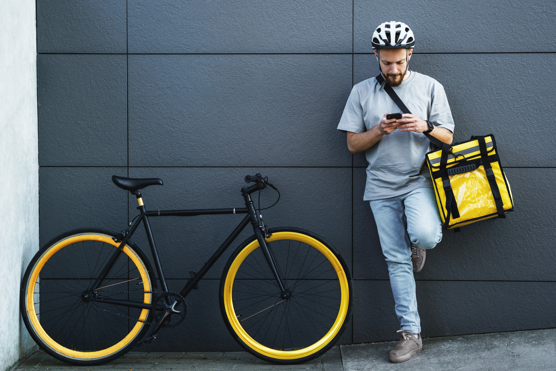 the header image showing the food delivery driver with his bike