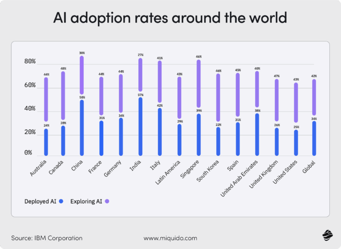 the chart showing AI adoption rates around the world