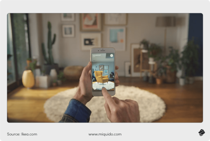 an interface of a real time augmented reality feature in Ikea app