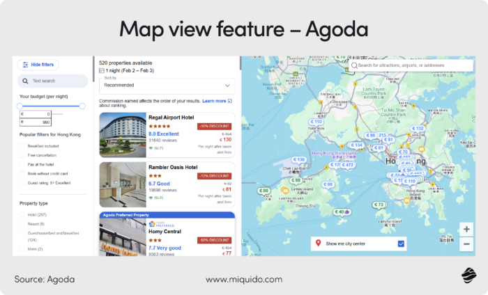 Agoda.com, map view feature - how to build a travel search engine