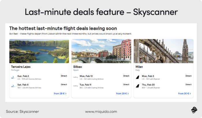 Skyscanner, last minute deals feature - how to build a travel search engine 